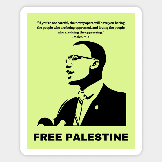 Free Palestine Malcolm X Gaza Magnet by QuirkyQuest Creations